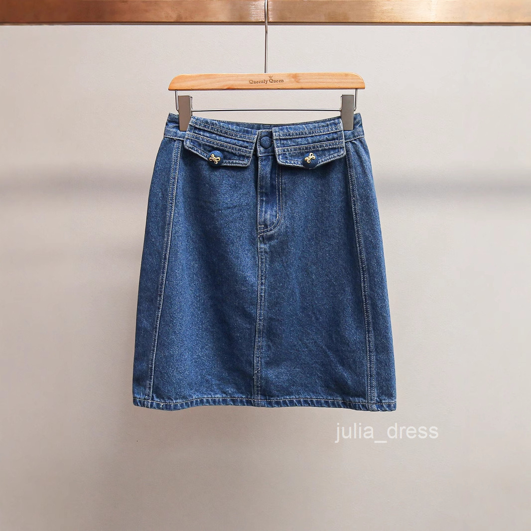 Womens Fashion Modern Pearl Chain Denim Jacket + Wide-Leg Pants + Skirt