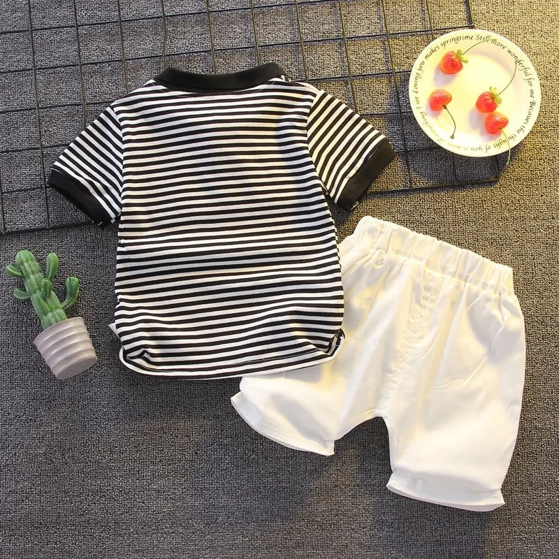 Summer Cotton Clothes for Children Baby Boys Girls Striped TShirt and Shorts 2pcs Set Toddler Fashion Tracksuit 250725