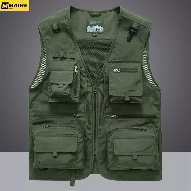 14 Pockets Summer Men US Tactical Hiking Fishing Vest Mens Pographer Waistcoat Mesh Cargo Sleeveless Jacket Tool y250725