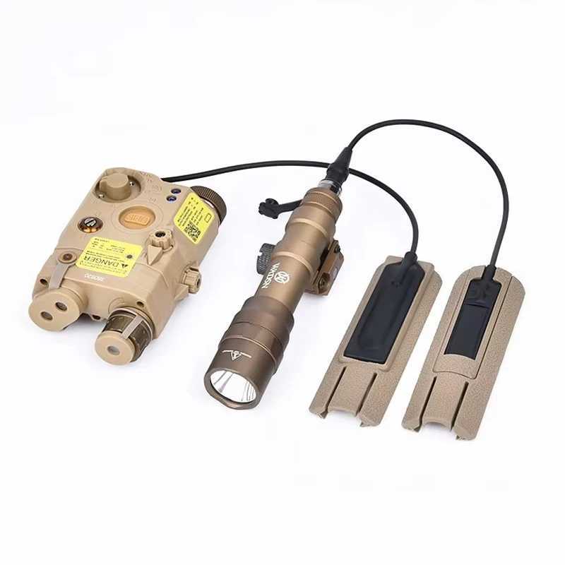 Tactical PEQ M600DF Set Red Green Blue IR Light peq15 LA5C Flashlight 1400 lumens White Light Metal Tail Card Slot Fits 20mm Rail W250722