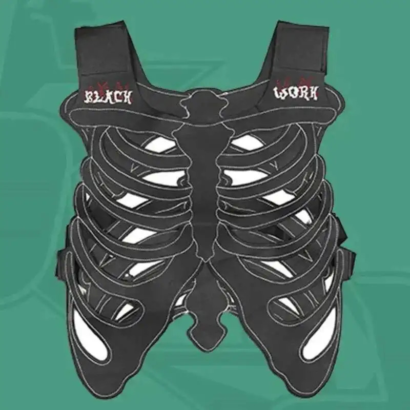 HKSH Mens Dark Niche n Skull Hollow Skeleton Vest Women High Street 3D Waistcoat PU Leather Outwear Tank Tops HK0606 250725