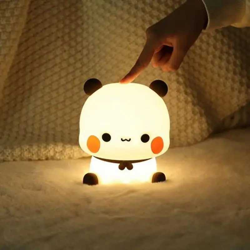 Kawaii Panda Led Night Light Lamp Cute Cartoon Pat Lamp Animal Bedroom Decorative Living Room Dolls Gifts Kids Baby Night Light XJ250725