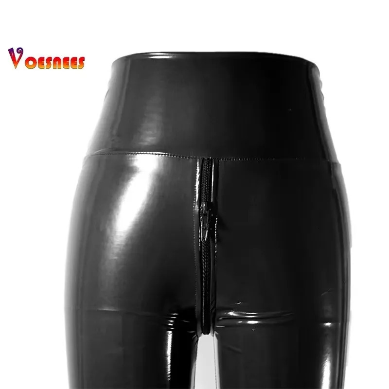 Pant Gym Sexy PU Luster Pencil Leggings Fashion Streetwear High Waist Shiny Black Red Club Wear 250725