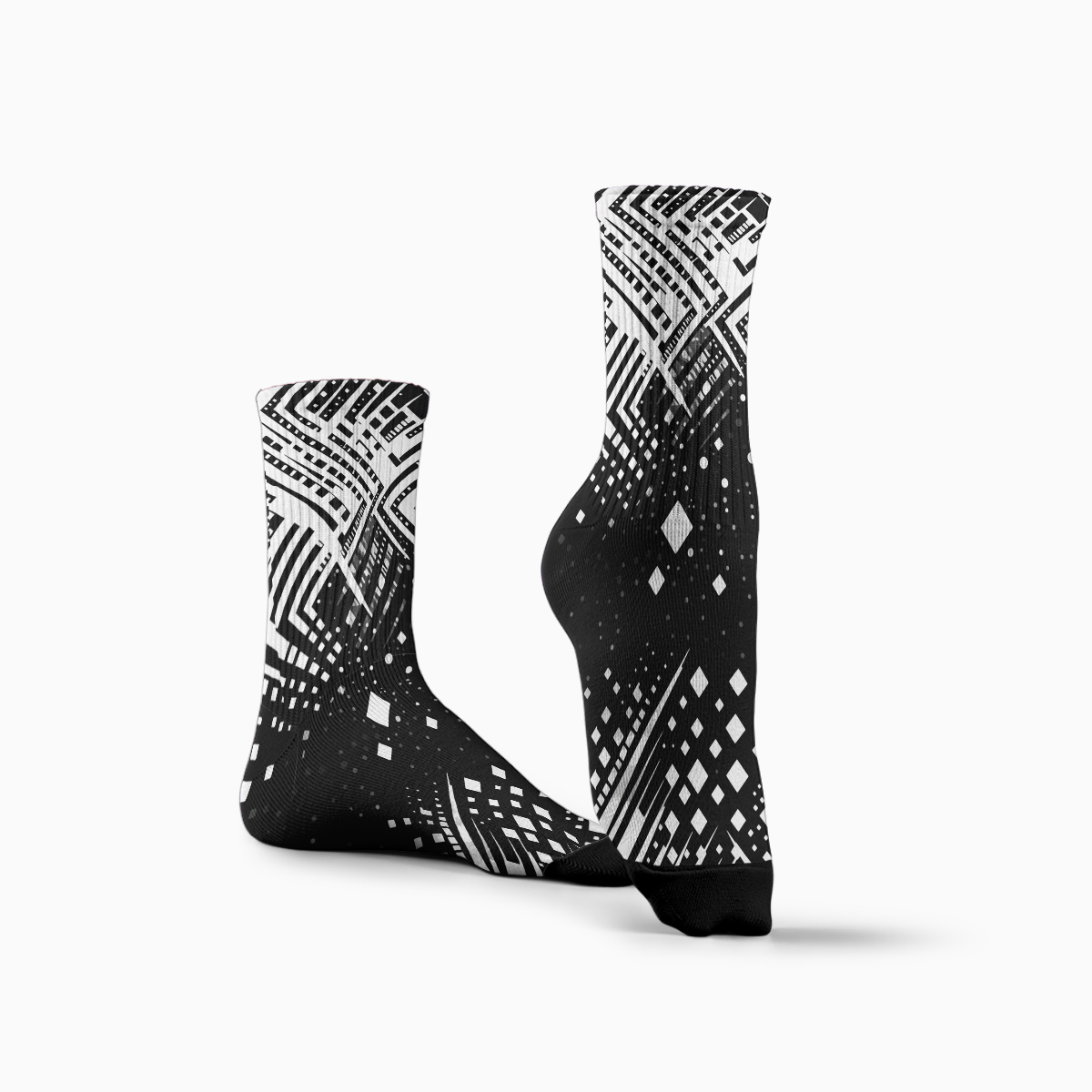Geometric Tech Pattern Unisex Tube Designer Socks C091