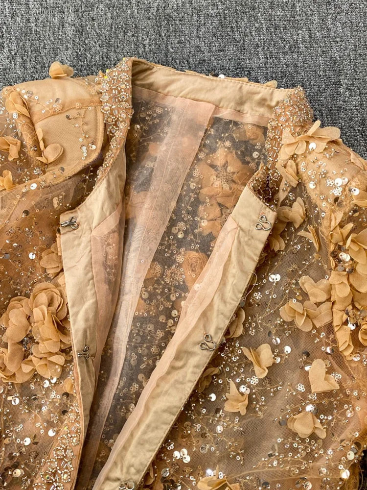 Ele round Ne Sequin Embellied Jaet Womens Slim Fit Summer Top High-End Feeling Faionable ort Outerwear 250725