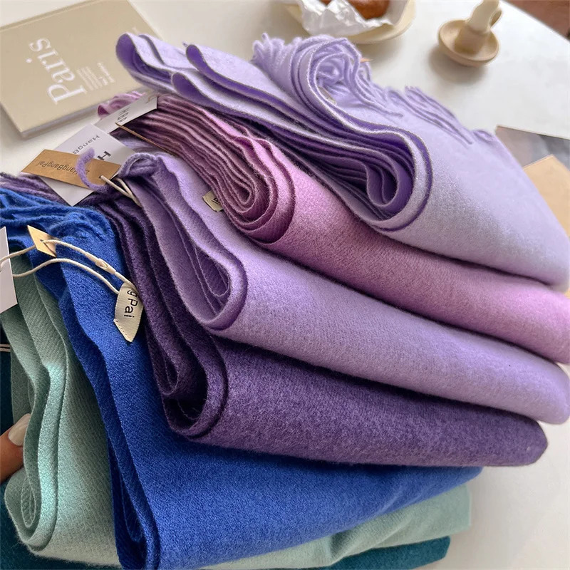 Winner Warm Cashmere Scarf for Women Fashion Solid Thick Blanket Pashmina Shawl Wrap Female Scarf Foulard 250725