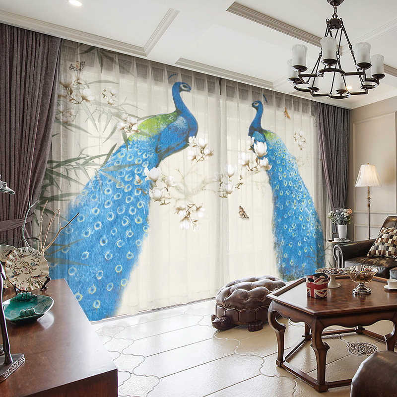 YL-36709 Chinese style curtain for the whole house, new Chinese style, Jiangnan retro classical Hui style ancient building living room villa blackout 