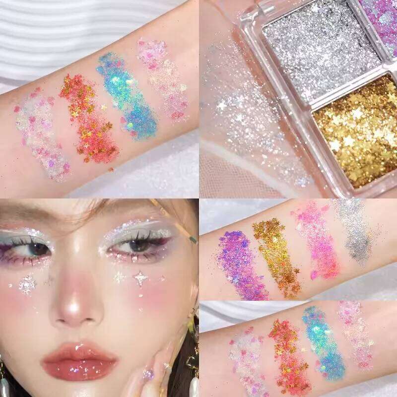 Four-color eyeshadow pearl pink sheet mini sequin elf realm eye shadow palette fine glitter makeup flash