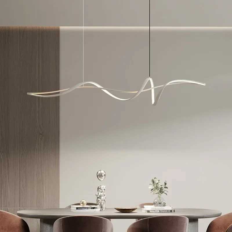 Kitchen Ribbon Suspension Hanging Light Dining Room Chandelier Aluminum Pendant LampXJ250725