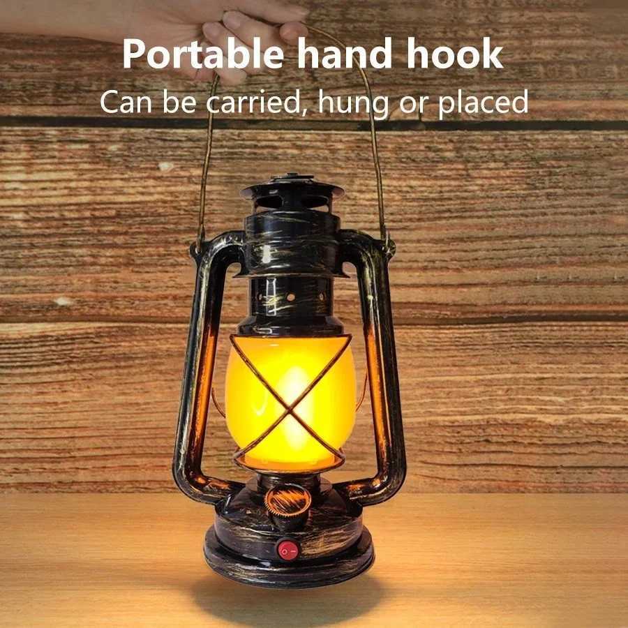 3 Lighting Modes Retro LED Table Lamp Rechargeable Vintage Desktop Atmosphere Light Portable Lanterns Hanging Travel Camping Lamp XJ250725