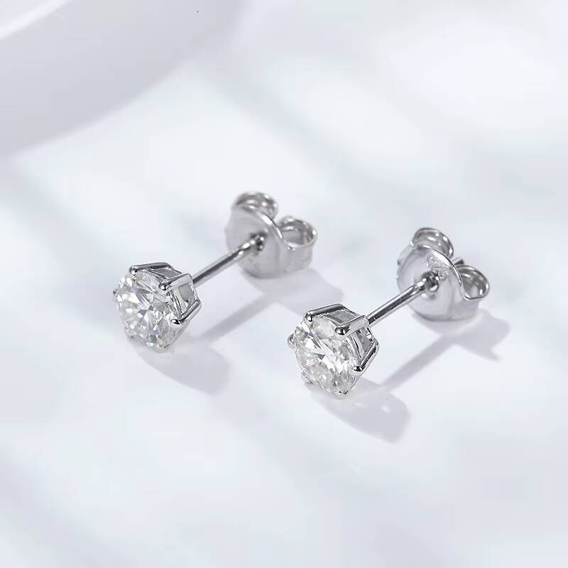 Wholesale Price Moissanite Diamond Stud Earrings White Gold Silver 925 D VVS Clarity for Pretty Girls