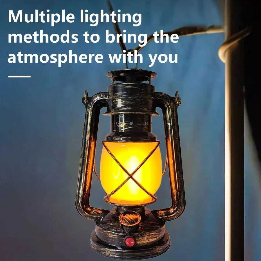 3 Lighting Modes Retro LED Table Lamp Rechargeable Vintage Desktop Atmosphere Light Portable Lanterns Hanging Travel Camping Lamp XJ250725