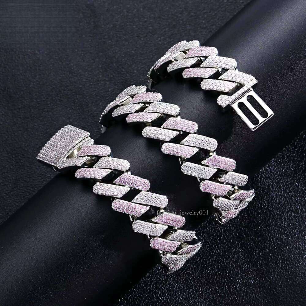 Chain Fine Ice Out Moissanite Sterling Sier Men's Miami Cuban Necklace