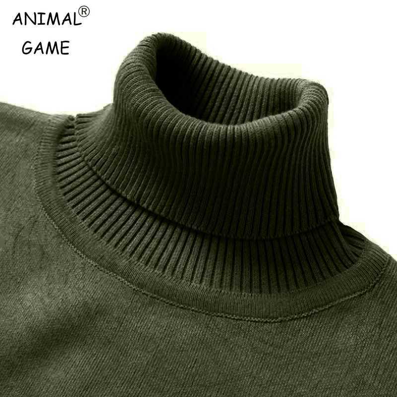 Autumn Mens Knitted Turtleneck Sweater New Solid Color Warm Streetwear Winter Vintage Lightweight Sweater Black Gray Tops Z250725