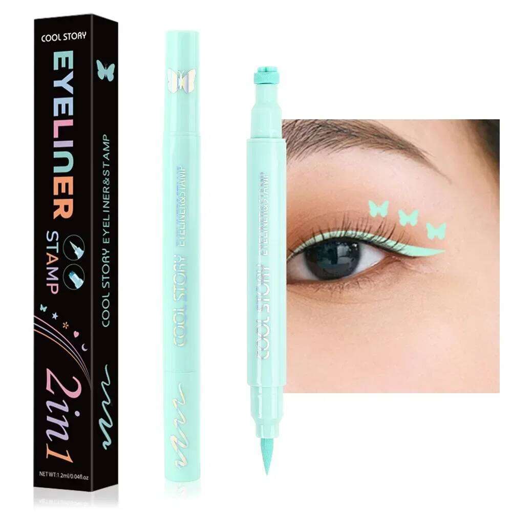 5Pc/Set Love Flowers Stamp Pen Colorful Pink Blue Liquid Eyeliner Double-ended Seal Eye Liner Pencil Fast Drying Makeup