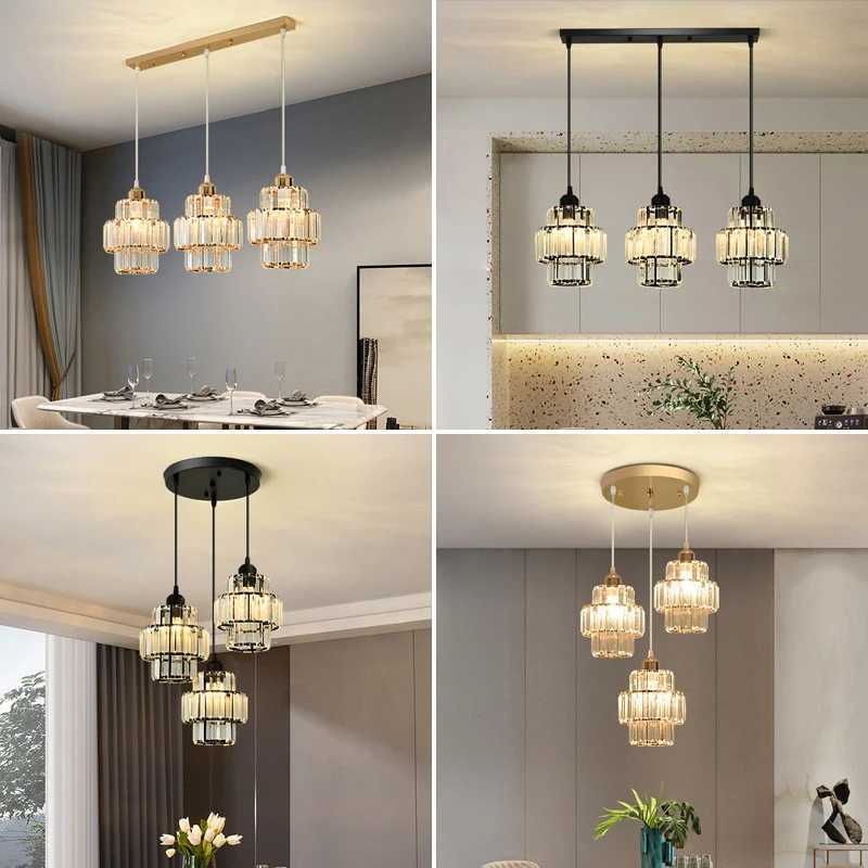 Dining Room Crystal Chandelier Golden Kitchen Island Hanging Light Interior Decor Luxury Modern Led Ceiling Lamp Pendant Light XJ250725