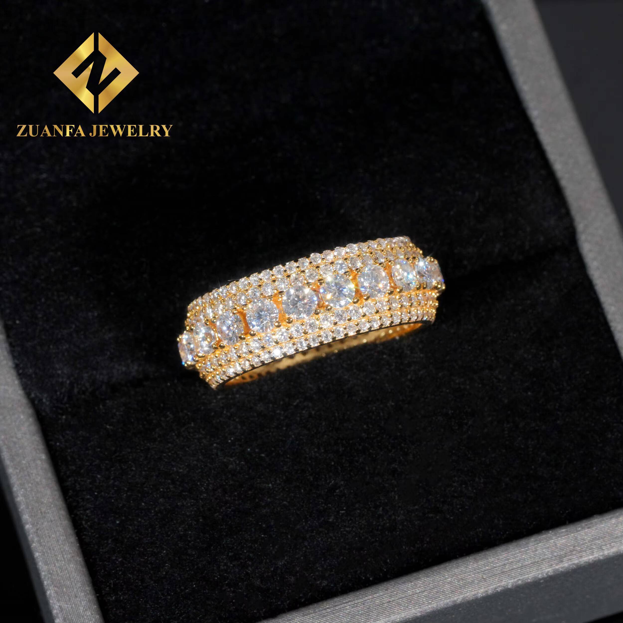 Pass Diamond Tester Rapper Stylish Style Gold Hip Hop Luxury Iced Out Jewelry VVS1 Moissanite Diamond Eternity Band Ring Men