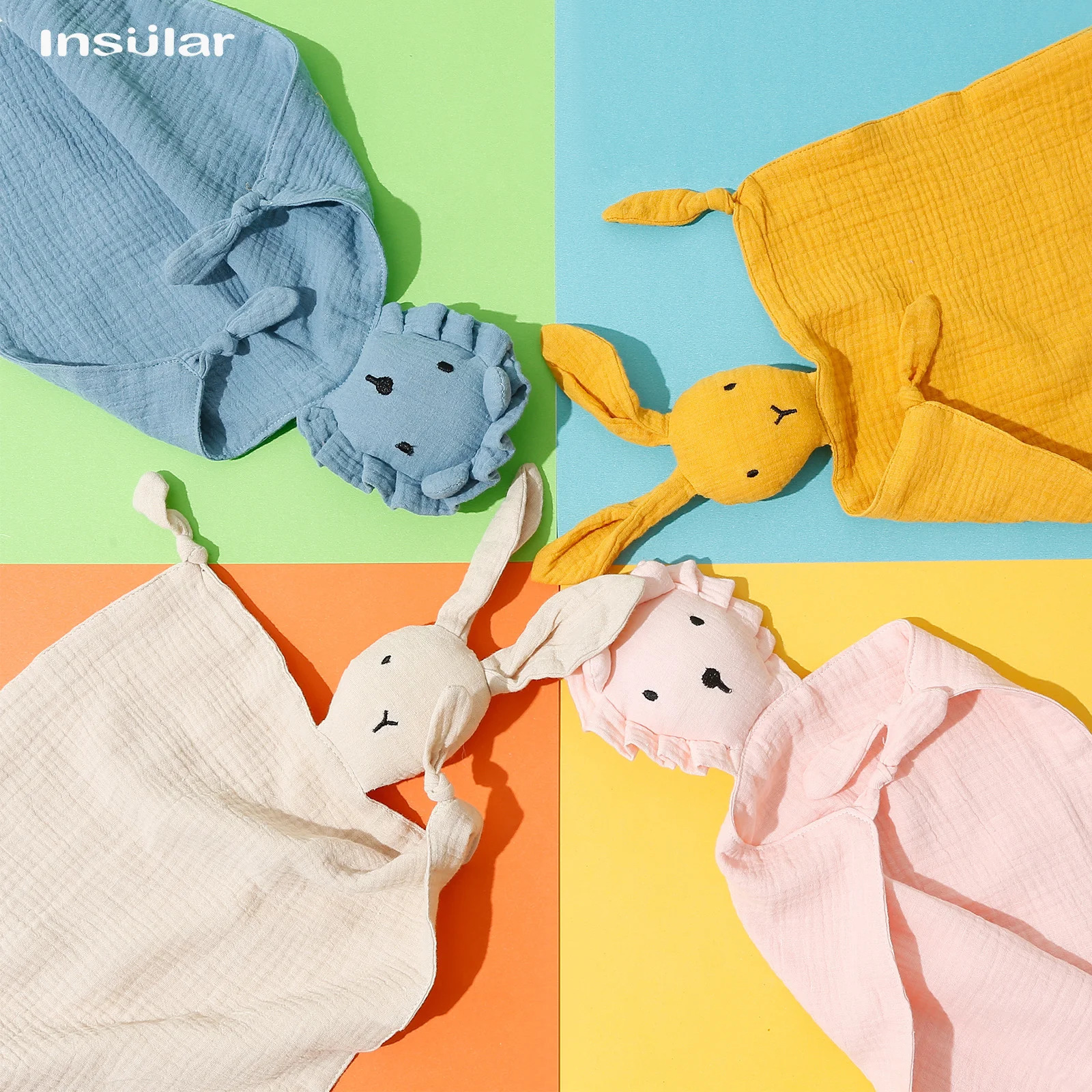 Soft Cotton Muslin Baby Bib Stuffed Lion Doll born Appease Towel Security Blanket Sleeping Cuddling Facecloth 250725