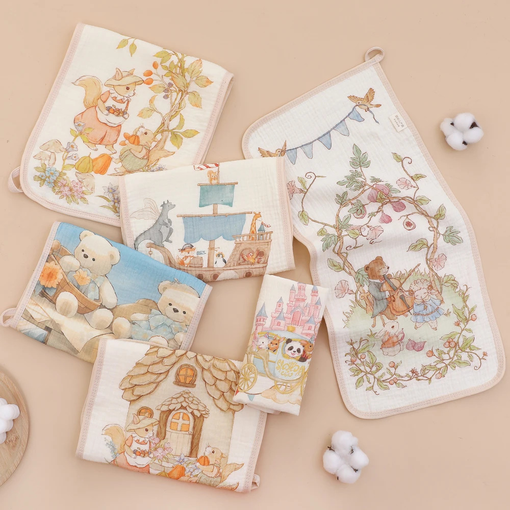 6Layer Cotton Muslin Baby Face Towels Long Burp Cloth for borns Gauze Childrens Towel Kindergarten Hand Items 250725