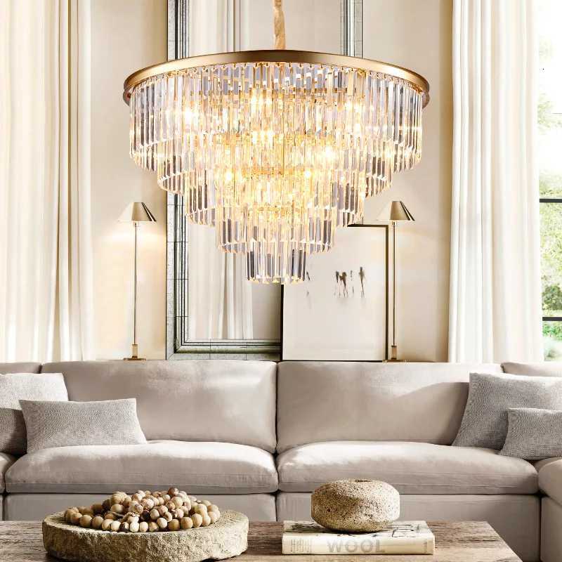 2024 LED Luxury Crystal Hanging Chandeliers Restaurant Pendant Lighting Lustre Living Dining Table Room Kitchen Home Decor LampsXJ250725