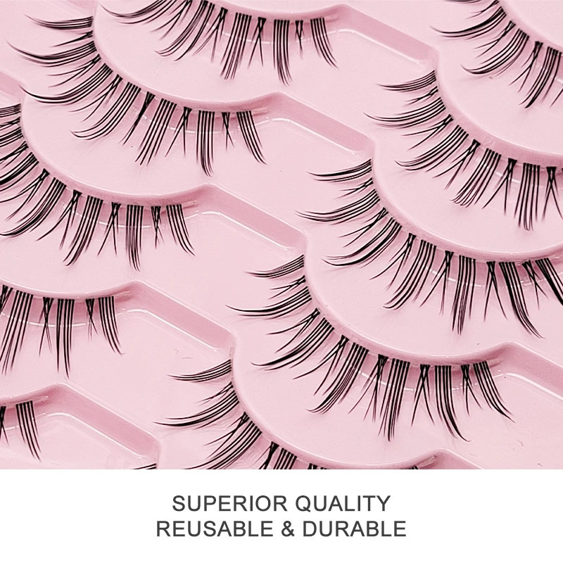 10 pairs Natural Lashes Manga Full Strip Makeup Bulk Wholesale Drop Eyelash Anime False 250714