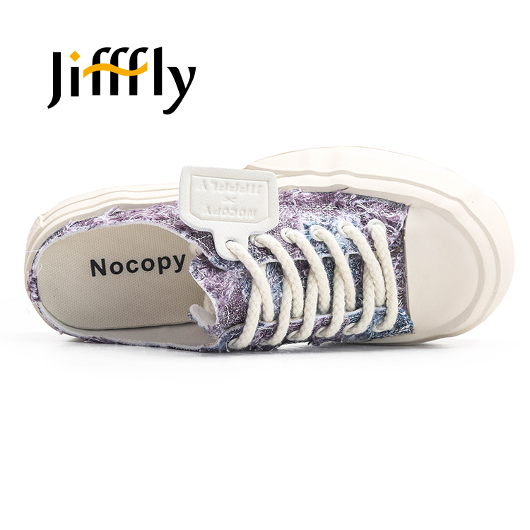 Jifffly half slipper women, low-cut, soft sole, height-increasing canvas shoes for summer 2024