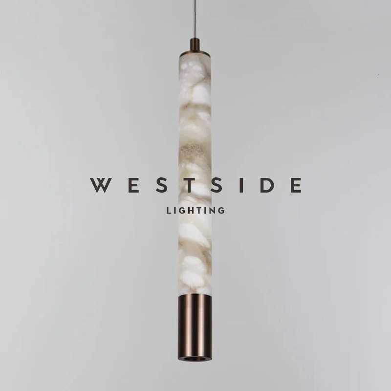 Italy Luxury Marble Pendant Light with Spotlight Minimalist Design for Bedroom Bedside Reading Hanging Alabaster LightXJ250725