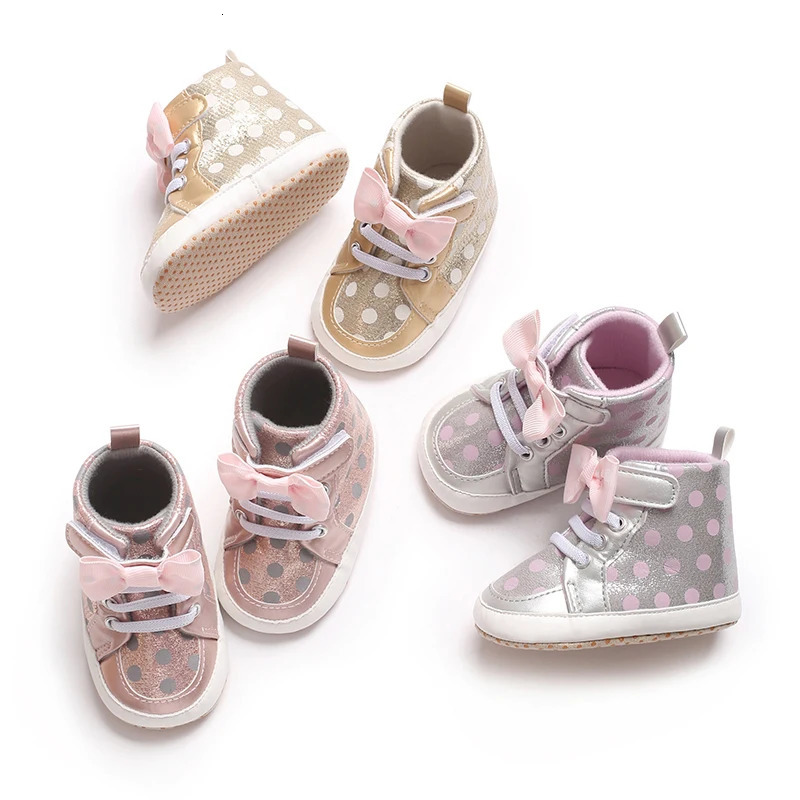018 Months Cute Bow Baby Girl Sports Shoes Soft Bottom Lightweight NonSlip Indoor and Outdoor First Step Walking Shoes 250725
