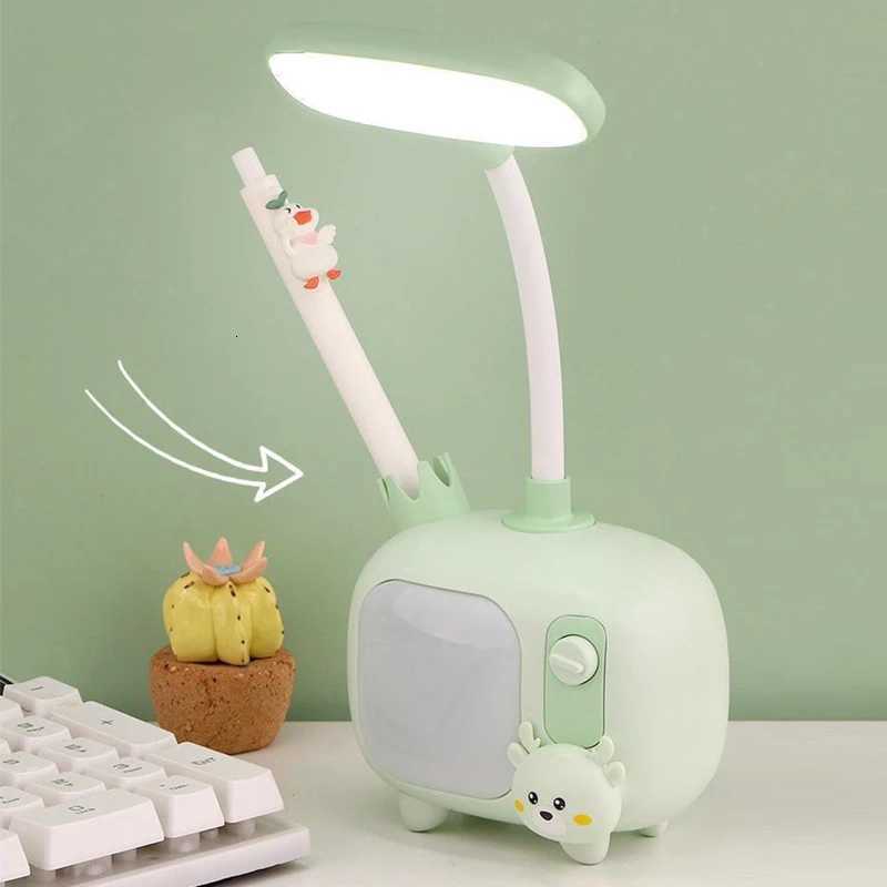 Creative USB LED Night Lights Small TV Desk Lamp Pen Holder Dual Purpose Desktop Girl Heart Cute Atmosphere LED Reading Lamps XJ250725