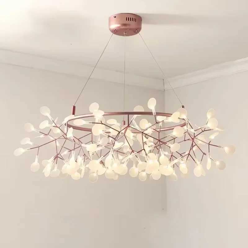 Nordic Ring Chandelier Living Room Kitchen Hallway Postmodern Heracleum Chandeliers Rose Gold/Black Branch Design Firefly LampXJ250725