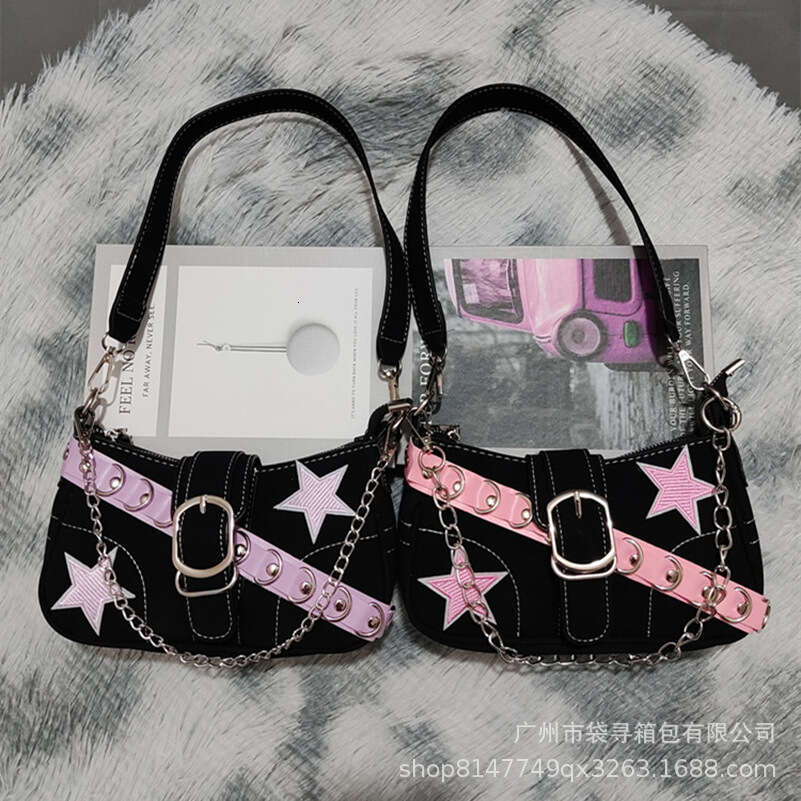 Niche Pink Belt Chain New Star Baguette Shoulder Y2K Millennium Style Hot Girl Underarm Bag for Women