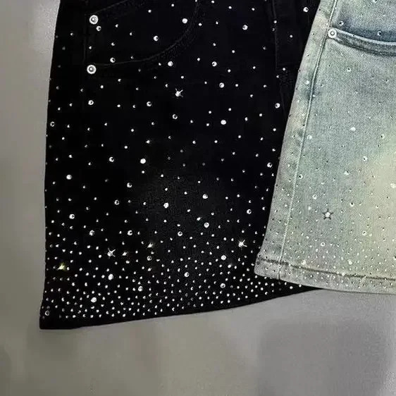 Starry Denim Skirt for Women 2024 Summer Retro Slimming aLine Sheath 250725