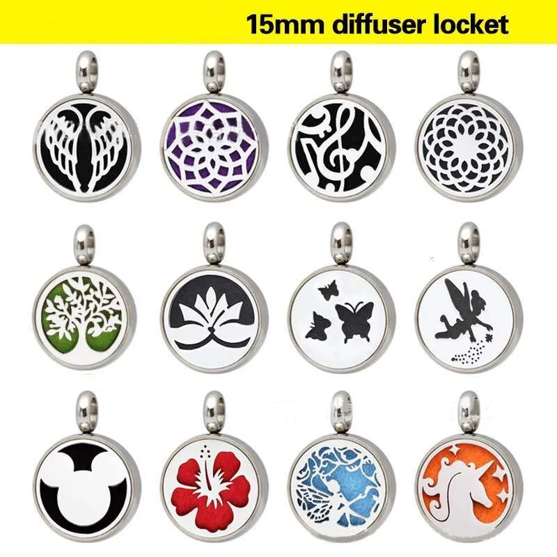 15MM Stainless Steel Hollow Essential Oil Diffuser Aromatherapy Photo Box Unisex Couple Necklace Versatile Pendant