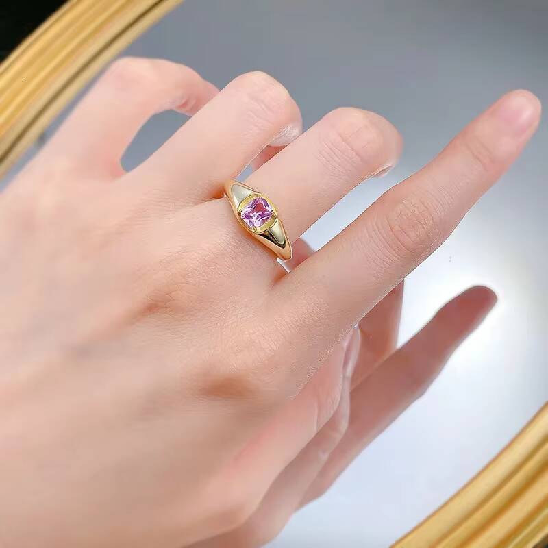 MEENOY Fake Diamond 925 Sterling Silver Purple Gemstone 18K Gold Wedding Engagement Ring for Women