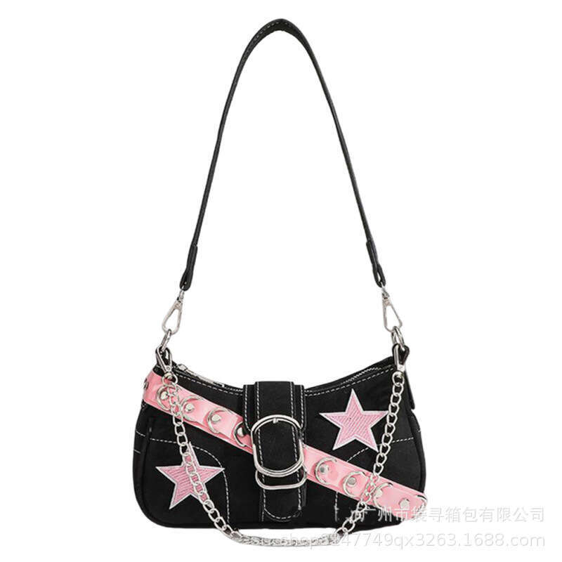 Niche Pink Belt Chain New Star Baguette Shoulder Y2K Millennium Style Hot Girl Underarm Bag for Women