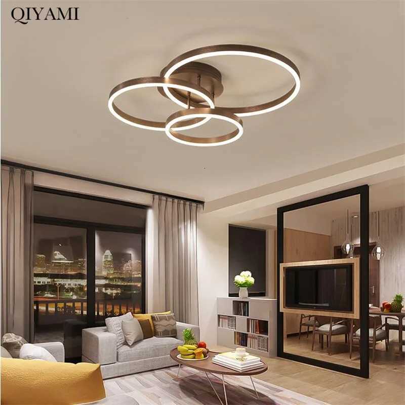 Nordic Creative Round Circle Chandeliers for Bedroom Living Room Restaurant Lighting Golden Coffee Lustre Ring Ceiling Lights XJ250725
