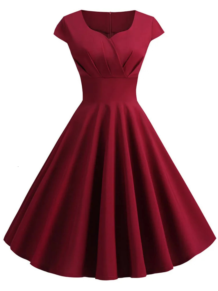Pink Summer Dres V Neck Vintage Robe Elegant Retro pin up Party Office Midi Dresses 250717