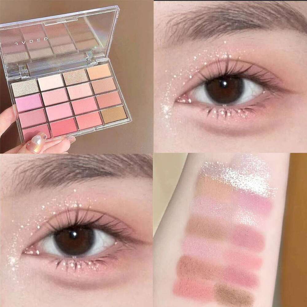 Low Saturation Shadow Palette 16 Colors Glitter Earth Brown Color Shiny Acrylic Eyeshadows Pearl Matte Daily Eye Makeup