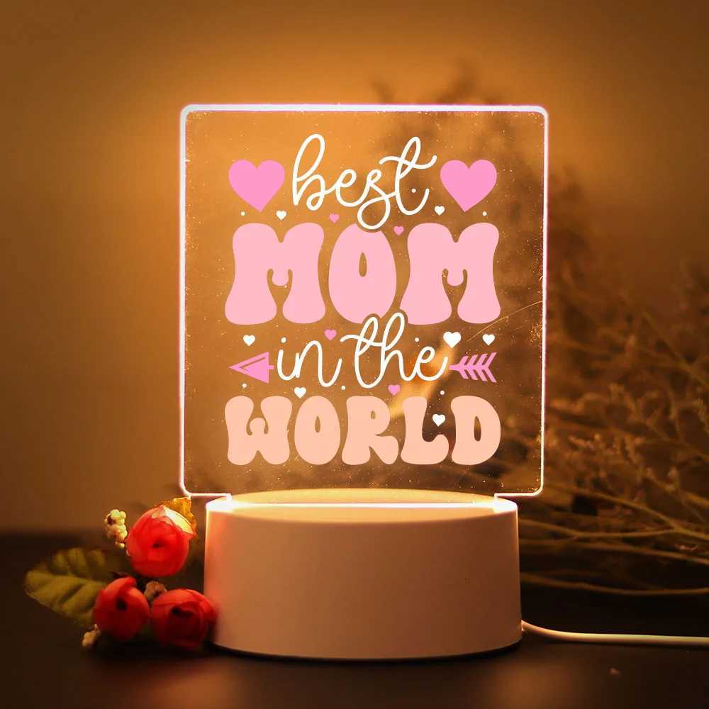Colorful Print Text Acrylic LED Light For Mom Night Lamp Table Birthday Gift Bedroom Bedside Lamp Mothers Day Gift XJ250725
