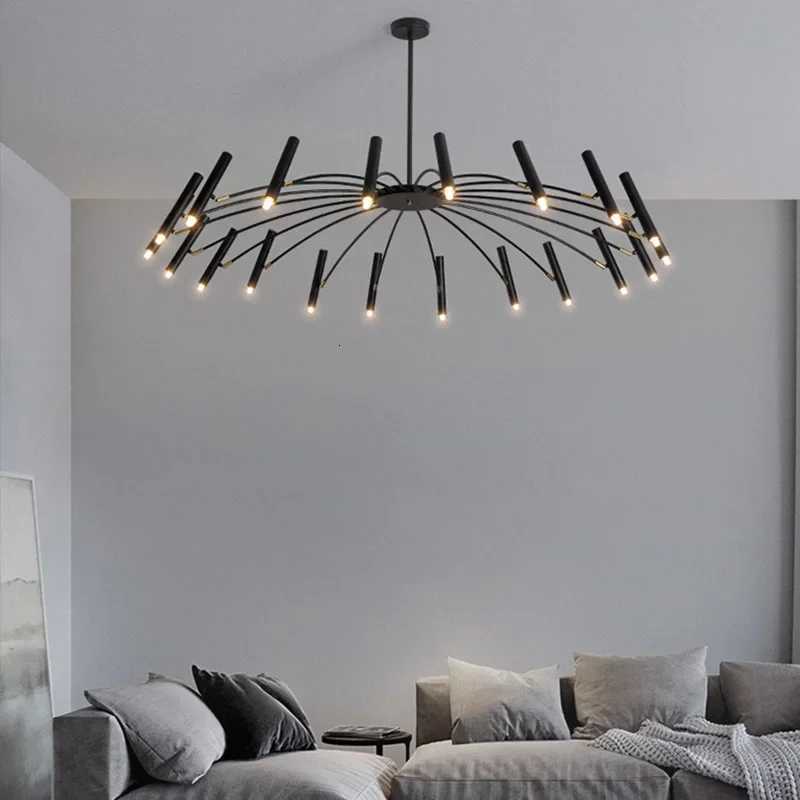 Modern Spotlights Ceiling Chandelier Metal Black for Living Dining Room Bedroom Cafes Hall Pendant Lamp Indoor Luster LuminairesXJ250725