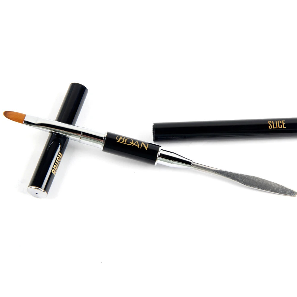 BQAN 1 Pc Dual-end Acrylic #12 Nail Art Gel Brush Extension Builder Nail Stainless Pusher Tool UV Gel Remove Spatula Stick 250716