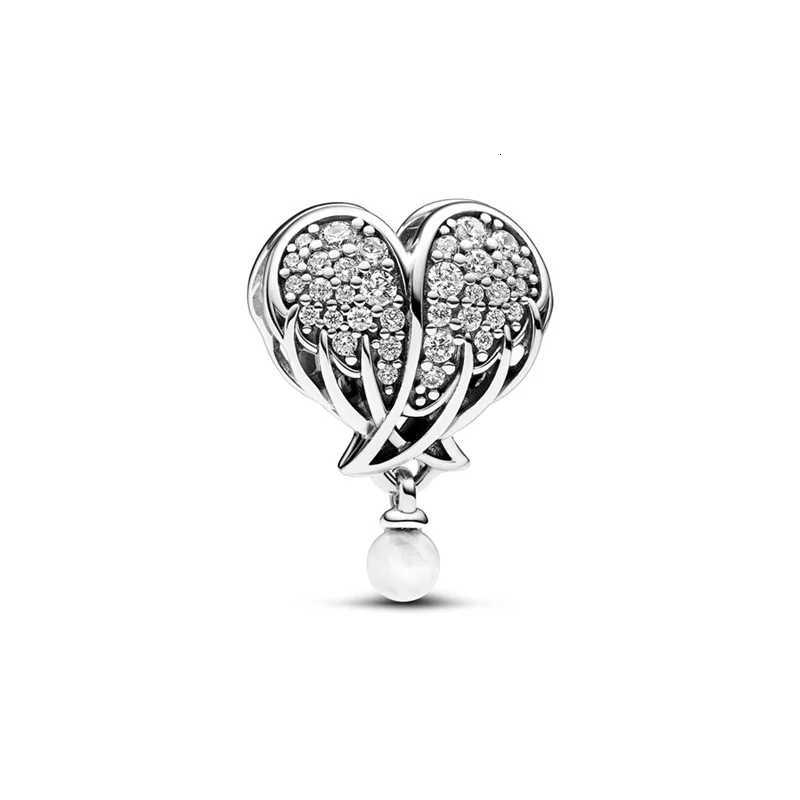 Heart Winged Angel Pendant Angel Wings Dad Mom Charm Beads Fit Original European 925 Sterling Silver Bracelet DIY Jewelry Gift XJ250726