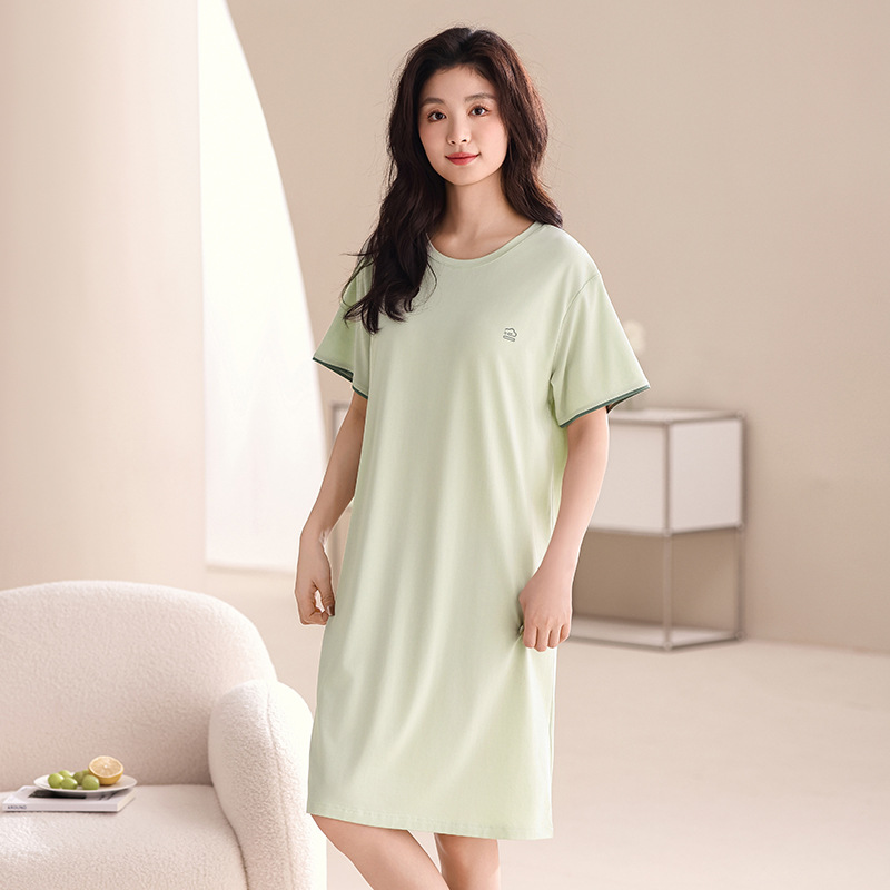 B990-Silk summer new style with chest pad nightdress ladies antibacterial pajamas casual breathable can be worn outside home clothes