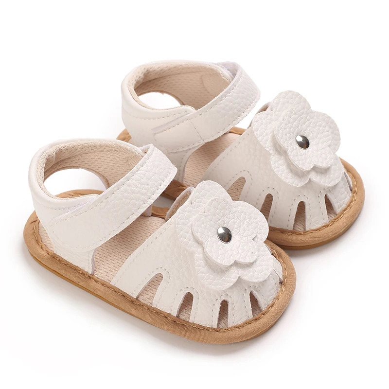 018M Cute born Flower Sandals for Girls in Summer PU Soft Rubber Sole AntiSlip Baby First Step Walking Shoes Sandals 250725