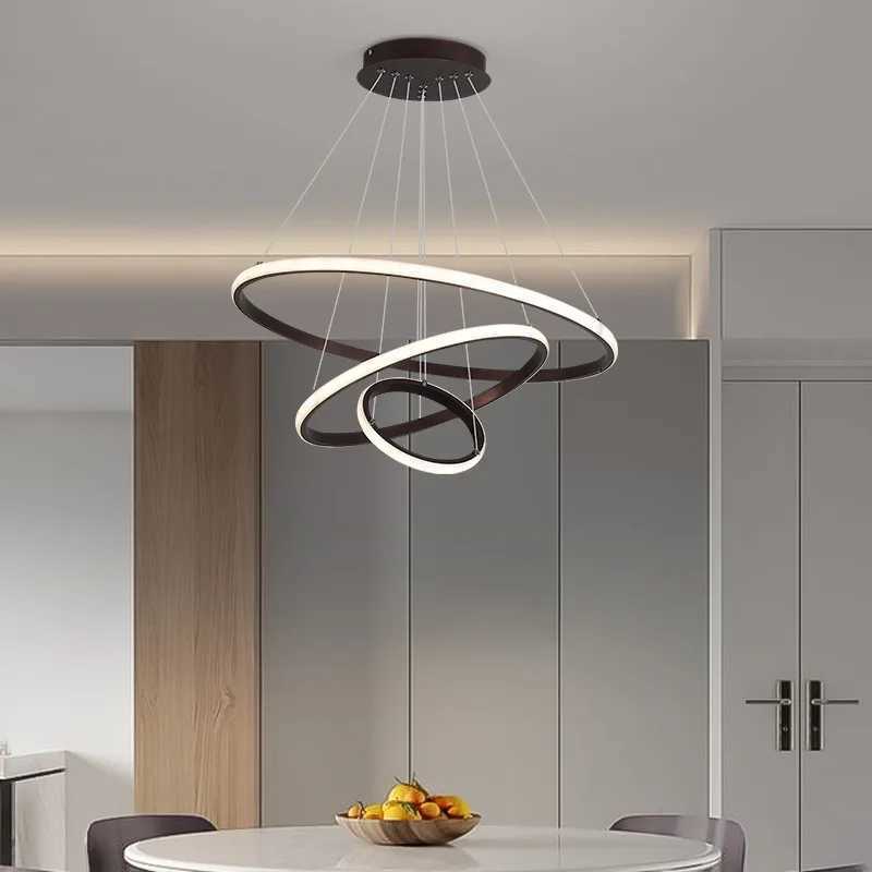 Modern LED Dining Room Chandeliers 3 Rings Chandelier Living Bedroom Lights Home Indoor Lighting Decorative Pendant Lamps XJ250725