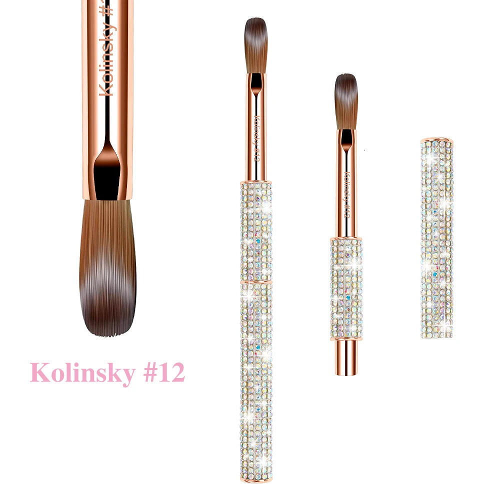 Nail Kolinsky Brush Acrylic Powder Nail Brush Size#8-#12 Rose Gold Diamond Acrylic Kolinsky Brush Acrylic Nails Brush 250716