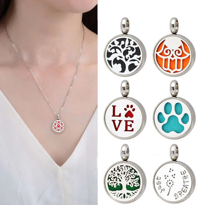 15MM Stainless Steel Hollow Essential Oil Diffuser Aromatherapy Photo Box Unisex Couple Necklace Versatile Pendant