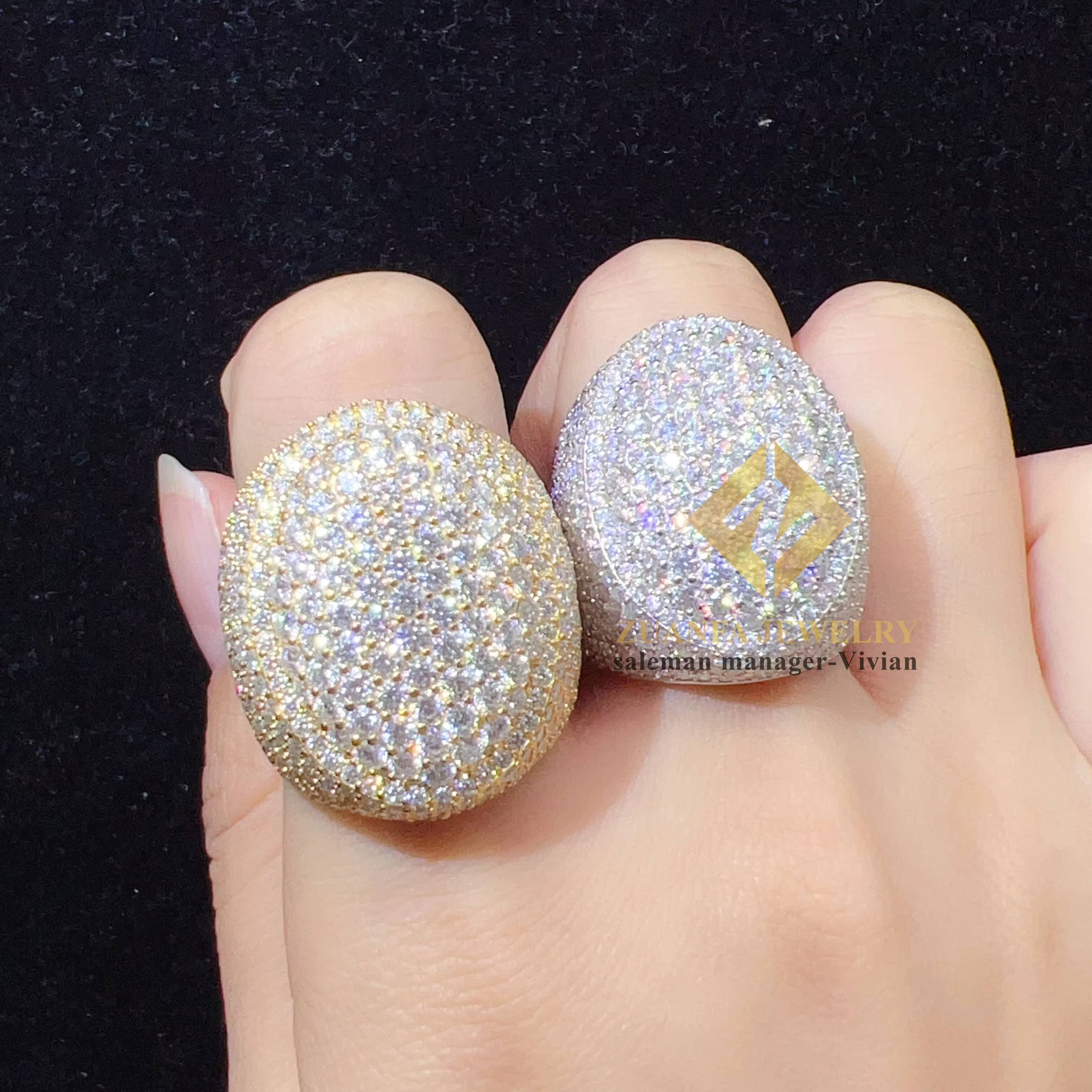 Luxury Hip Hop Men Diamond Vvs Moissanite Rings Sterling Silver 925 Fine Jewelry Iced Out Ring