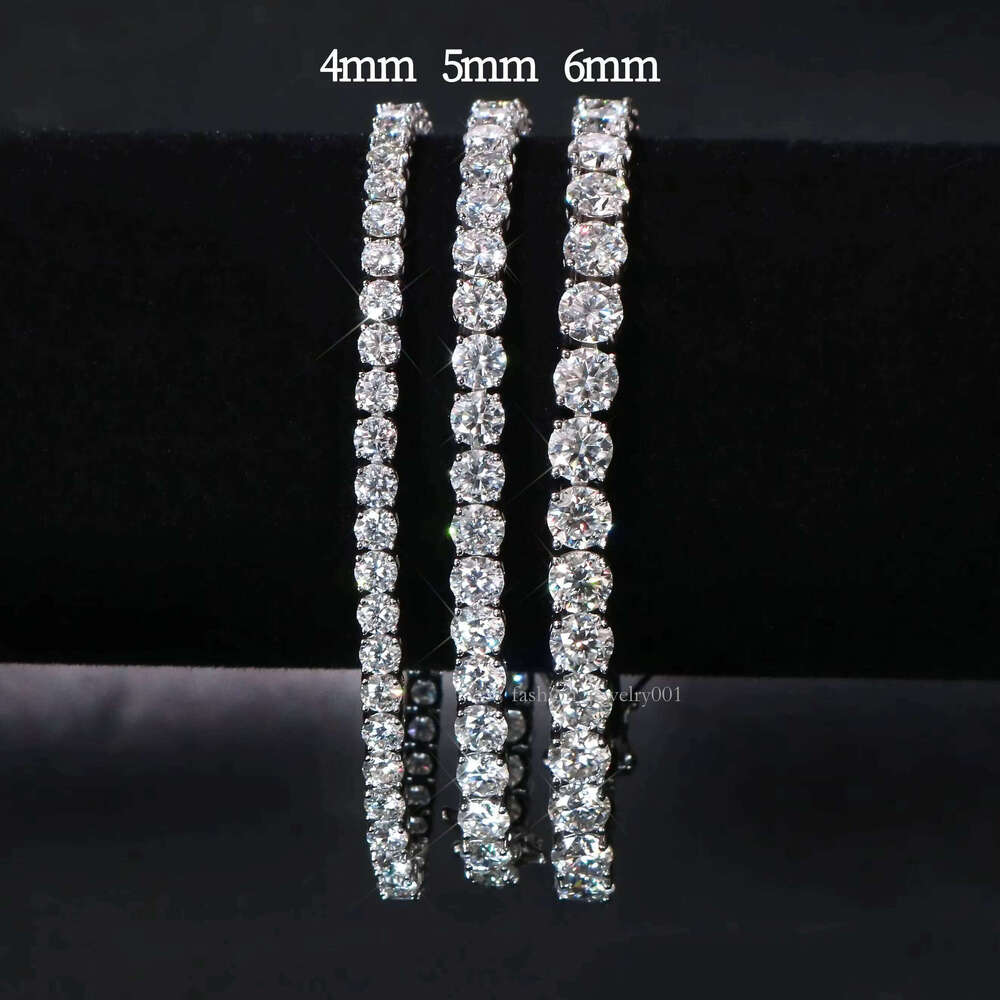 Hiphop Bracelet 3mm 4mm 5mm Flex Bangles Sier Bezel Setting Moissanite Tennis Chain