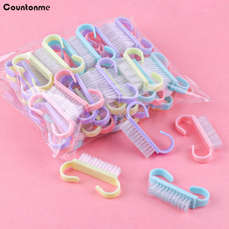 50Pcs/Pack Plastic Nail Brush Tools Colorful Cleaner Brushes Small Powder Soft Remover Nail Art Manicure Pedicure Salon Tools 250716